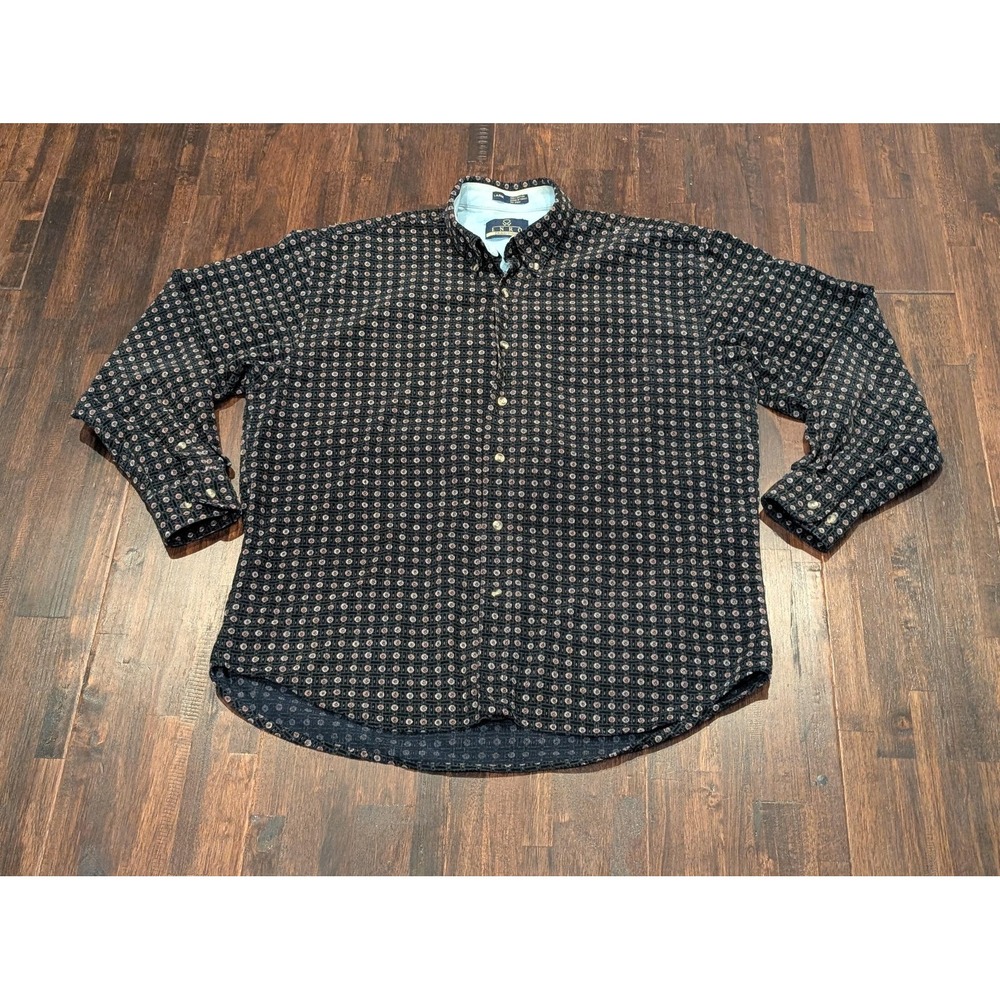 Enro Traditions Shirt Mens L Corduroy Geometric Print Long Sleeve Allover